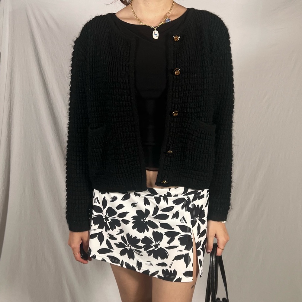 black button up cardigan